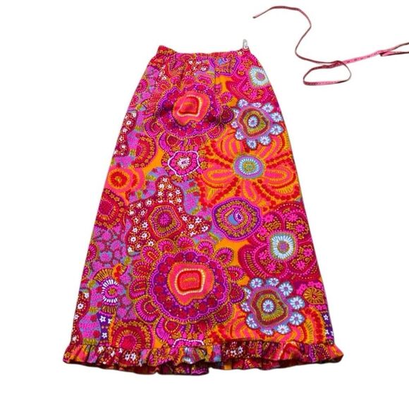 60s Vintage ALICE of California Cocktail Party MCM Floral Vivid skirt - Picture 4 of 7